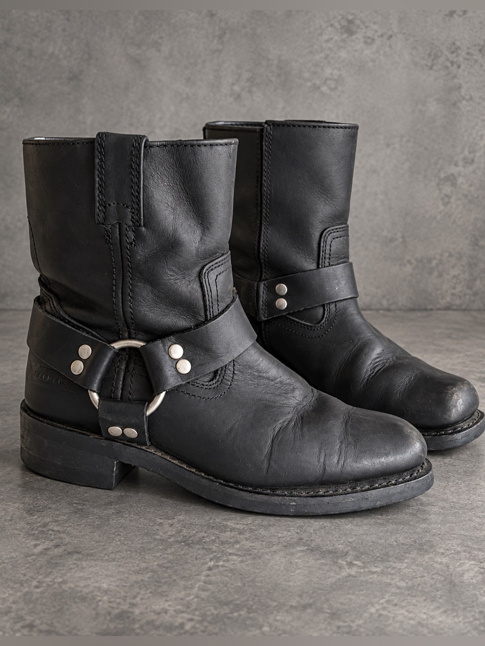 Xelement Women’s Black Leather Motorcycle Harness Boots Size 8.5
